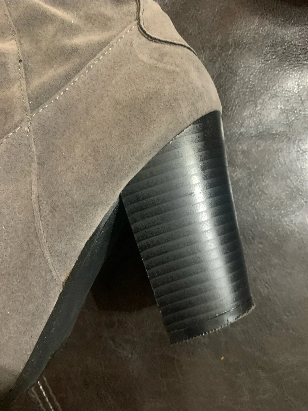 Yoki Grey Over-the-Knee Block Heel Boots